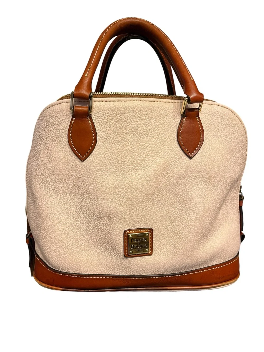 Dooney & Bourke Blush Pink Pebbled Leather Purse with Brown Trim
